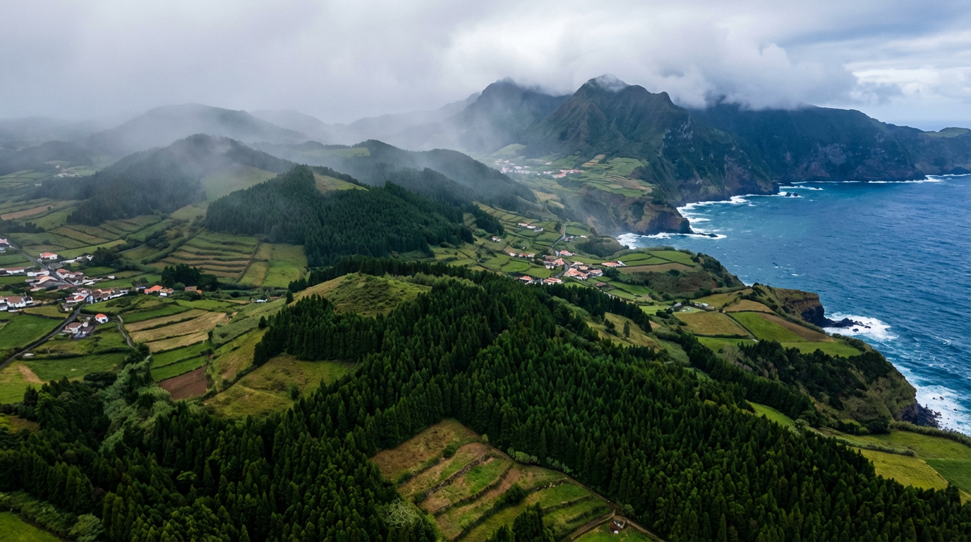 Azorean landscape with Cryptomeria forests